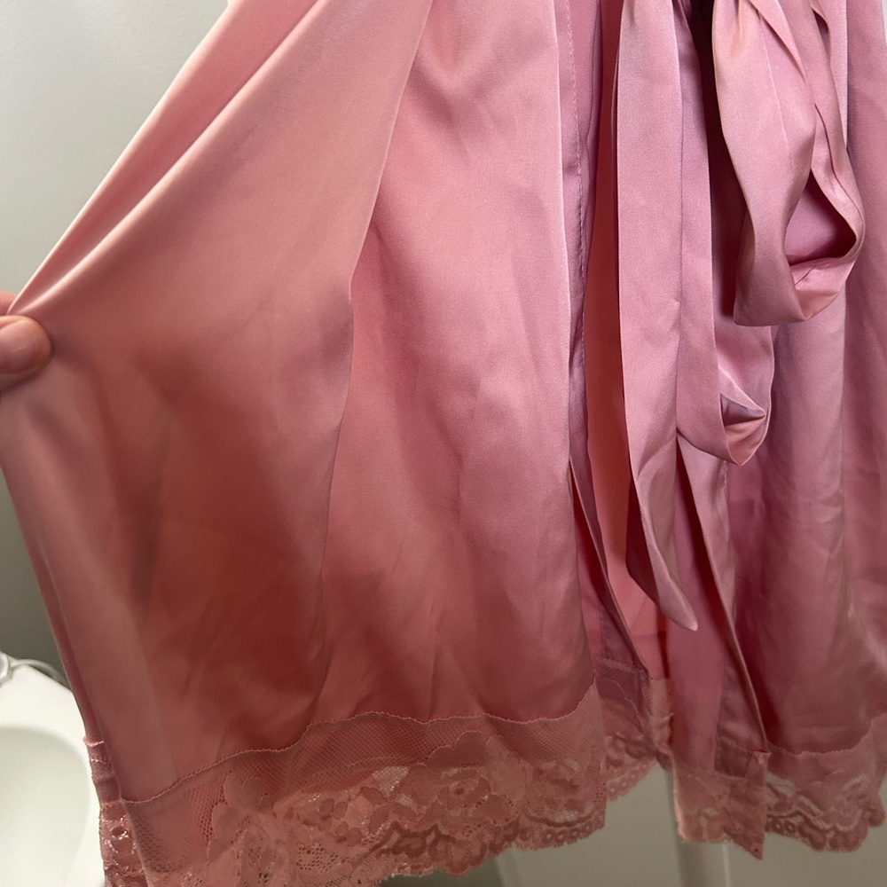 Pink Silk & Lace Lingerie Robe - Picture 2 of 3